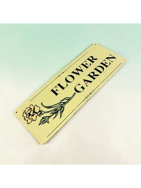 Vintage 13” Metal Sign Flower Garden Yellow Garden Porch Decor